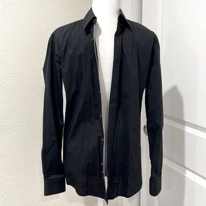 Black trim fit dress button up shirt